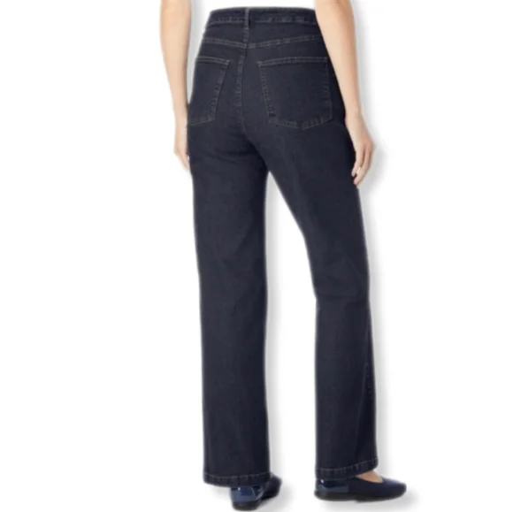 Woman Within Plus Size Wide-Leg Stretch Denim Jean NWT 30W Indigo - Picture 2 of 6
